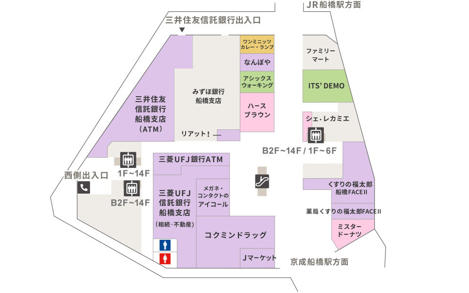 船橋フェイス2Fフロアマップ